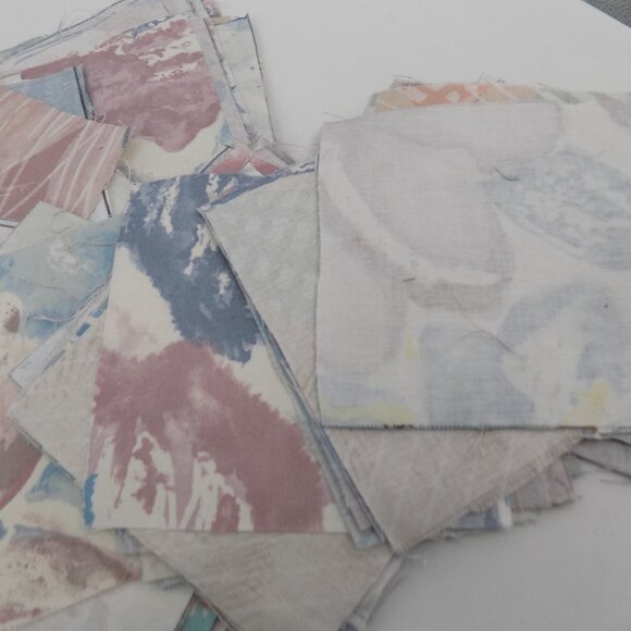 Fabric Squares 5x5" Hand Cut 132 Mostly Blue Pink Pastel Sewing Crafts Scraps - Picture 2 of 7